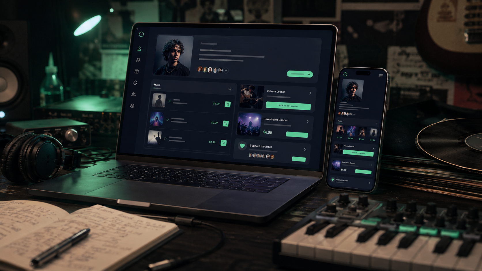 Artist selling music directly through a creator profile